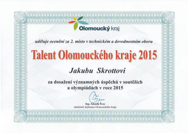 Aktuality - Ocenění v&nbsp;soutěži Talent Olomouckého kraje